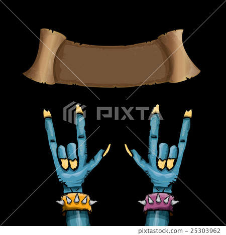 Zombie hand shows rock n roll gesture Zombie hand shows rock n roll gesture 25303962