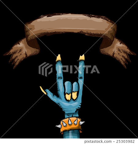 Zombie hand shows rock n roll gesture 25303982