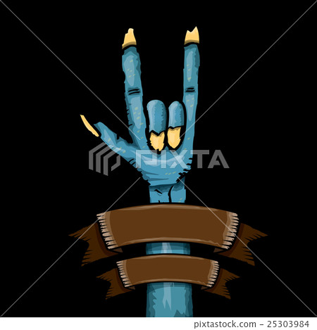 Zombie hand shows rock n roll gesture 25303984