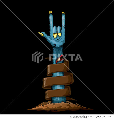 Zombie hand shows rock n roll gesture Zombie hand shows rock n roll gesture 25303986