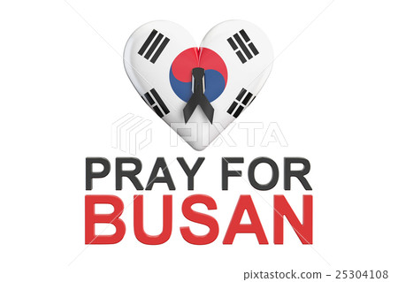Pray for Busan concept with heart, 3D rendering 25304108