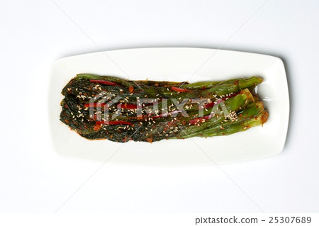 Korean Traditional Food - Kimchi (Fermented/ Pickled Mustard Leaves,Asian Cuisine) / Isolated on White 25307689
