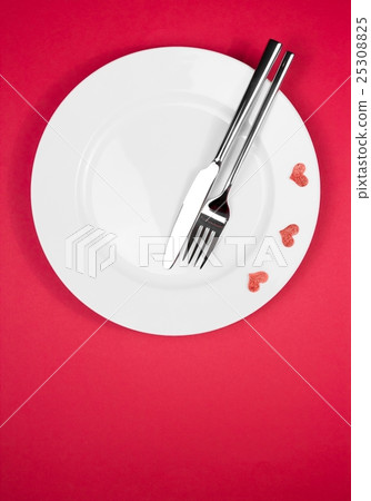 restaurant series, valentine day dinner on red background 25308825