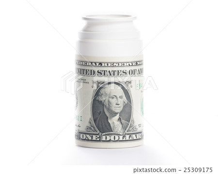 dollar on pills container, cost of medical health care 25309175