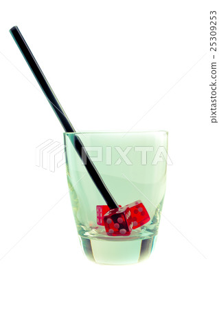 green glass with red dice 25309253