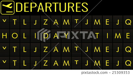 text flip of board of airport billboard departures with city nam 25309353