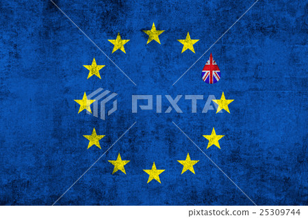 brexit blue european union EU flag on grunge texture with drop and great britain flag inside brexit blue european union EU flag on grunge texture with drop and great britain flag inside 25309744
