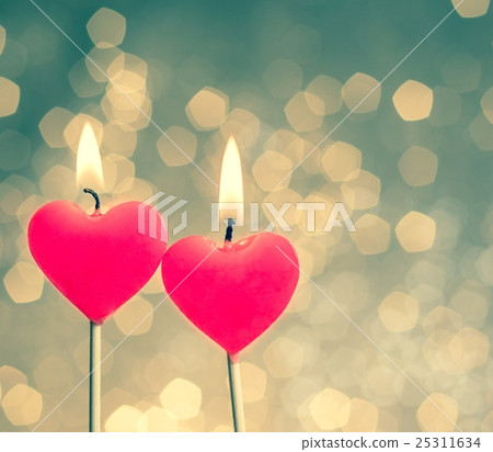 hearts candles on vintage bokeh as background vintage style hearts candles on vintage bokeh as background vintage style 25311634