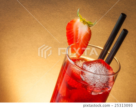 detail of strawberry cocktail with ice and space for text detail of strawberry cocktail with ice and space for text 25313093
