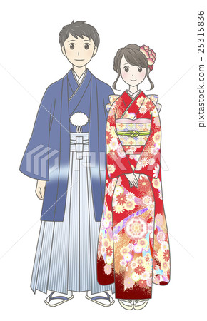 Kimono's man and woman - Stock Illustration [25315836] - PIXTA