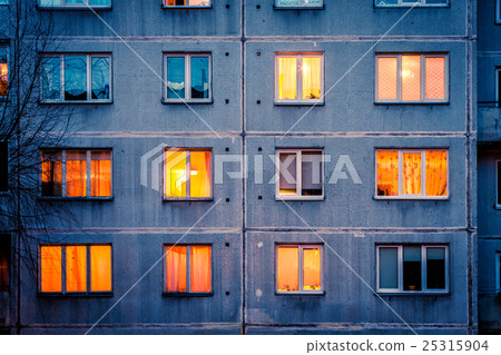 Wall with Iluminated windows. Wall with Iluminated windows. 25315904