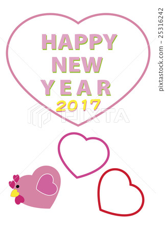 新年卡模板2017年的心 25316242