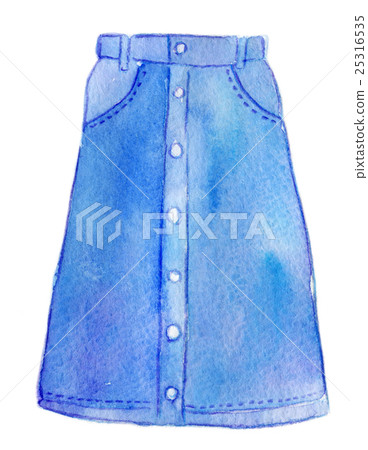 Watercolor illustration Fashion Denim skirt 25316535