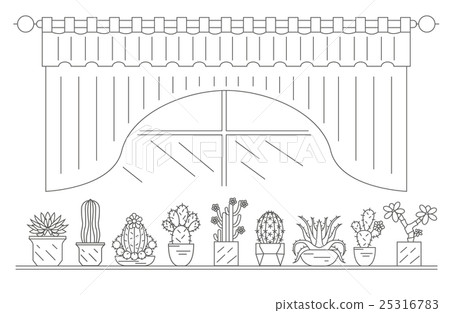 Cactuses and succulents icon set. Houseplants.  25316783