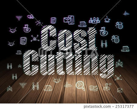Finance concept: Cost Cutting in grunge dark room Finance concept: Cost Cutting in grunge dark room 25317377
