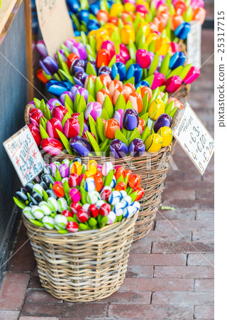 Wooden tulips for sale on an Amsterdam market Wooden tulips for sale on an Amsterdam market 25317715