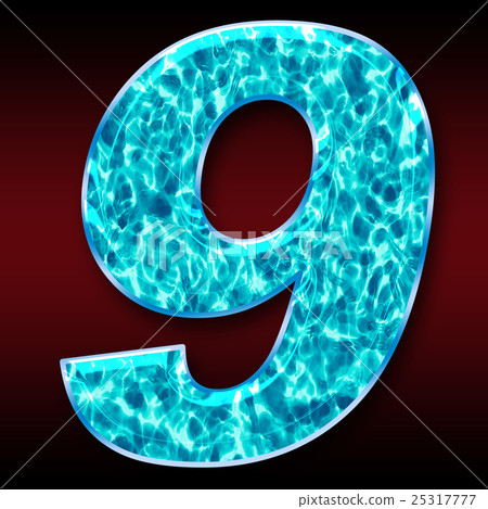 Colorful 3D font on dark background: number 9 (high resolution 3D CG rendering ∕ coloring illustration) 25317777