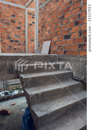 staircase cement concrete structure and brick wall staircase cement concrete structure and brick wall 25317953
