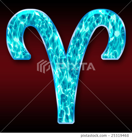 Colorful 3D font on dark background: constellation symbol - Aries (high resolution 3D CG rendering ∕ coloring illustration) 25319468