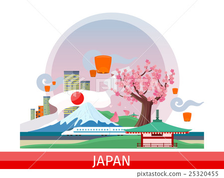 Japanese Tourist Attractions Flat Vector Concept   25320455