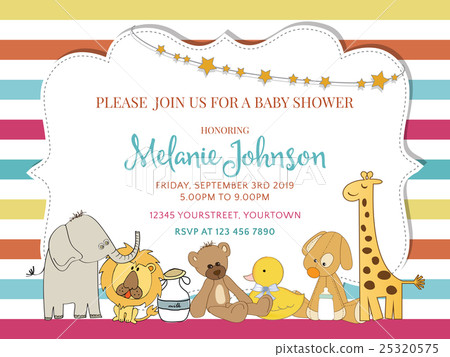 Pretty frame on color lines for baby shower 25320575