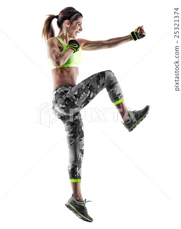 woman fitness boxing pilates excercises isolated woman fitness boxing pilates excercises isolated 25321374