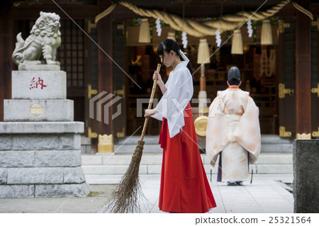 A priestess cleaning the precincts A priestess cleaning the precincts 25321564