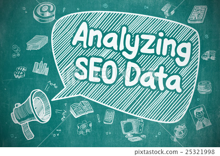 Analyzing SEO Data - Doodle Illustration on Blue Analyzing SEO Data - Doodle Illustration on Blue 25321998