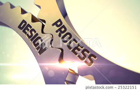Golden Gears with Process Design Concept. 3D. Golden Gears with Process Design Concept. 3D. 25322151
