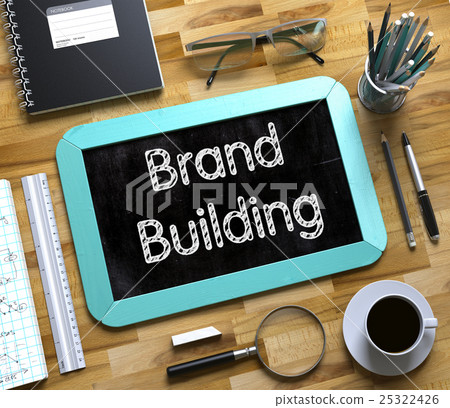 Brand Building - Text on Small Chalkboard. 3D. 25322426