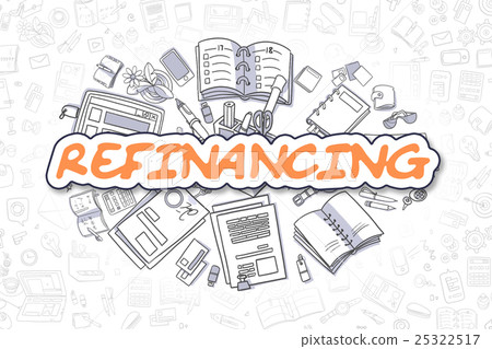 Refinancing - Cartoon Orange Word. Business 25322517