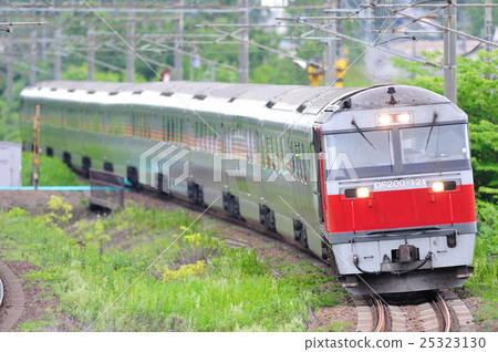Kitahiroshima, Chitose Line - Shimomatsu JR Freight DF 200 - 121 + JR East E26 Series Cassiopeia Travel 25323130