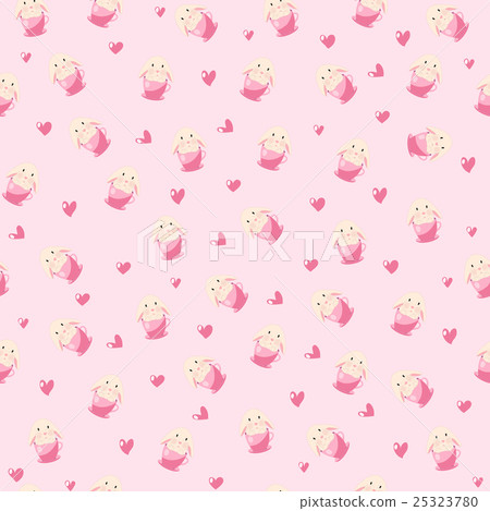 cute rabbit in teacup and hearts illustration cute rabbit in teacup and hearts illustration 25323780