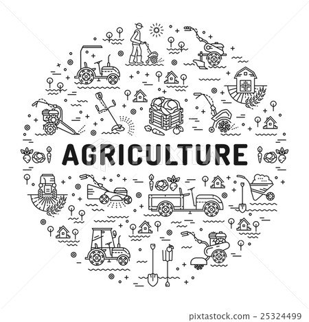 Agriculture and farming line art icons, farm Agriculture and farming line art icons, farm 25324499