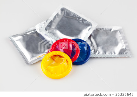 multicolored condoms on packing and without  25325645