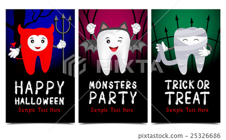 Halloween concept of teeth character set.   25326686