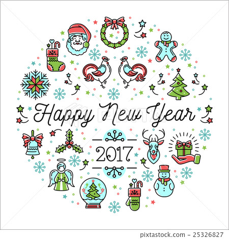 Happy New Year 2017 vector template, Minimalistic 25326827