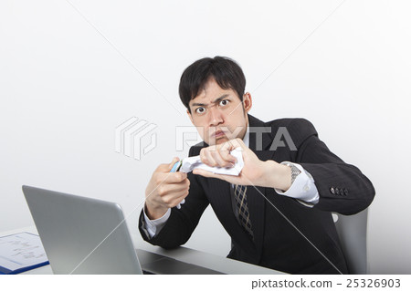 Businessman breaking documents Businessman breaking documents 25326903