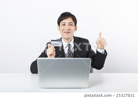 Businessman with a card 25327831
