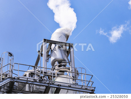 white smoke coming out of industrial chimney 25328050