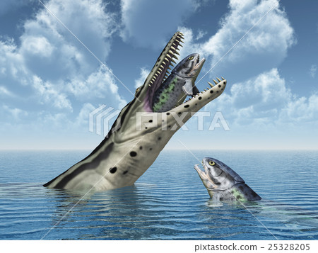 Kronosaurus attacks Rhizodus 25328205