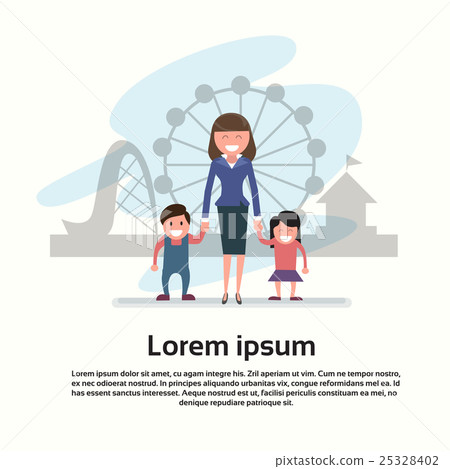 Mother With Son Daughter Happy Family Woman Two Mother With Son Daughter Happy Family Woman Two 25328402