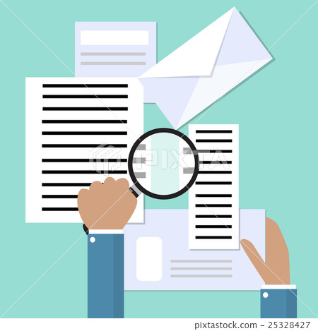 Business Man Hand Hold Magnifying Glass Mail Business Man Hand Hold Magnifying Glass Mail 25328427