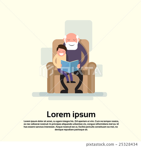 Grandfather Sit With Grandson In Armchair Read Grandfather Sit With Grandson In Armchair Read 25328434