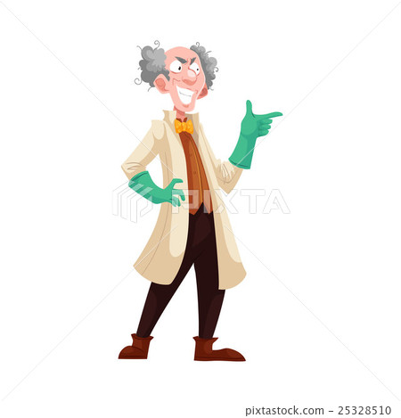 Mad professor in lab coat and green rubber gloves Mad professor in lab coat and green rubber gloves 25328510