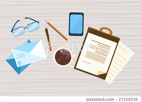 Workplace Desk Documents Papers Office Stuff Top 25328516