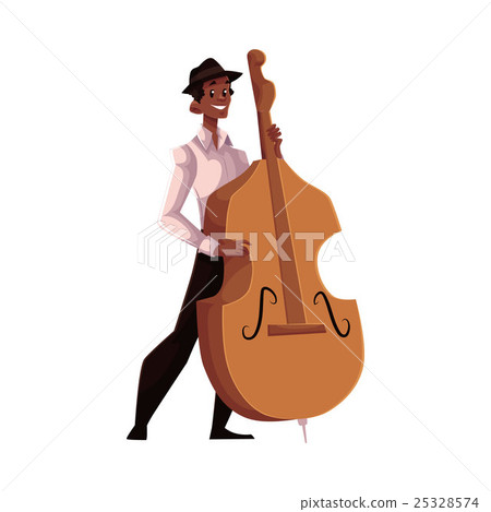 Young African American male contrabass player 25328574