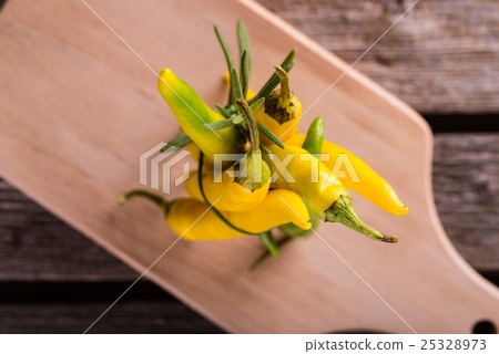 Top view on bunch of color chili peppers Top view on bunch of color chili peppers 25328973