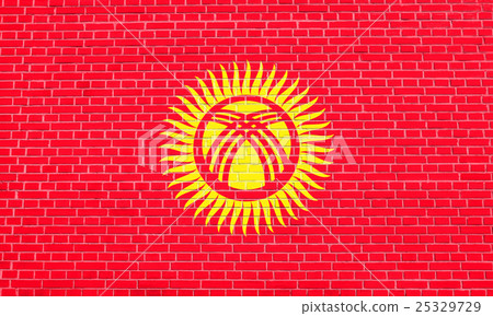 Flag of Kyrgyzstan, brick wall texture background Flag of Kyrgyzstan, brick wall texture background 25329729