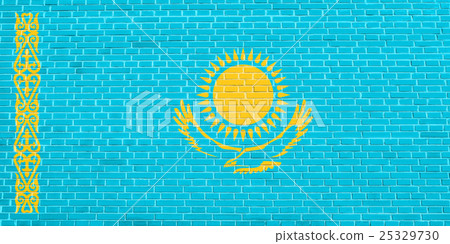 Flag of Kazakhstan, brick wall texture background Flag of Kazakhstan, brick wall texture background 25329730